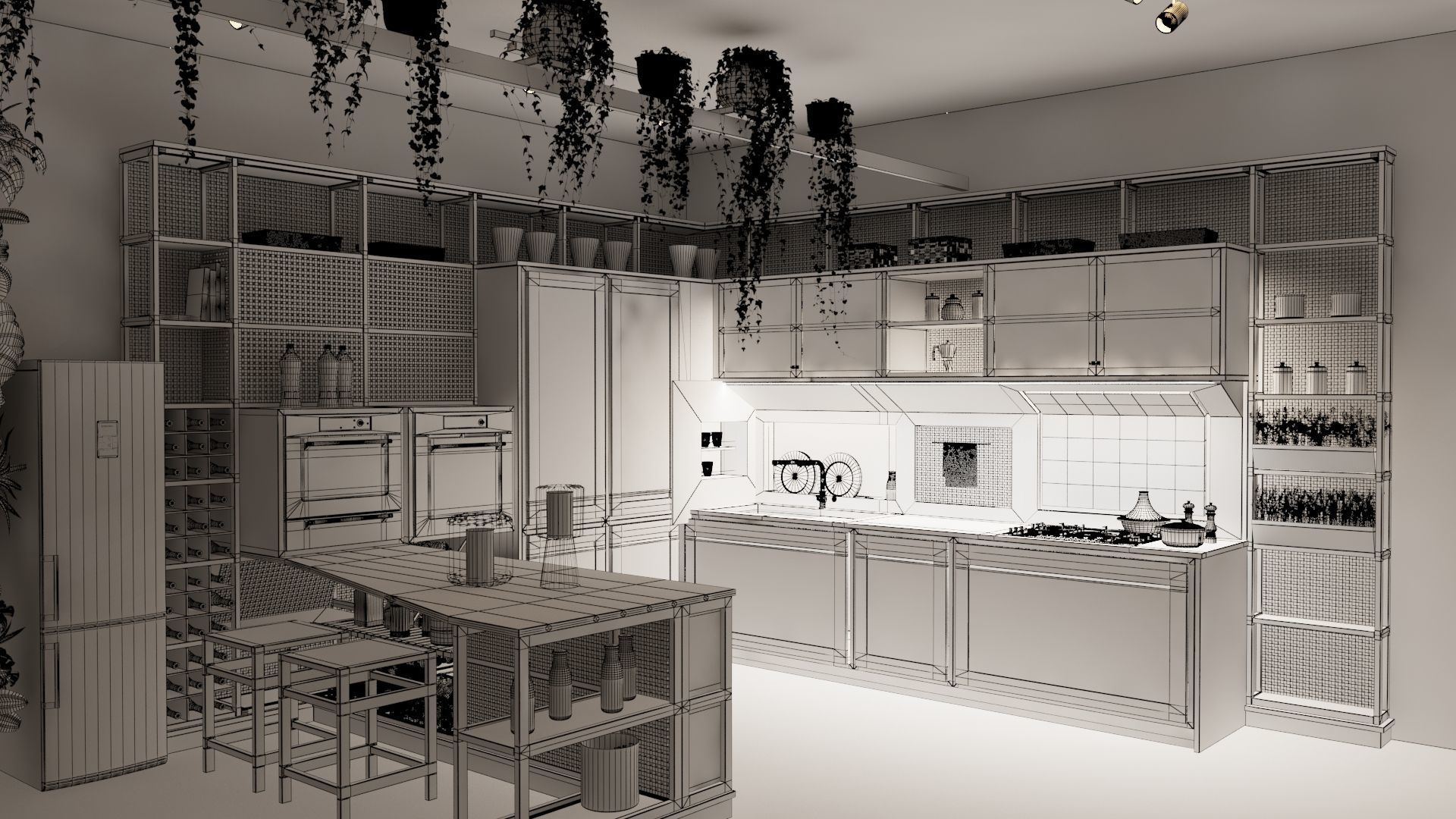 Green Kitchen 3D model_5