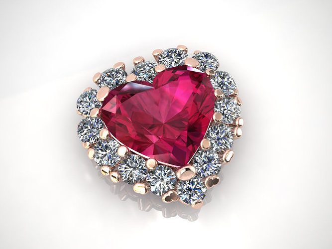 Heart stone Pendant 3D print model