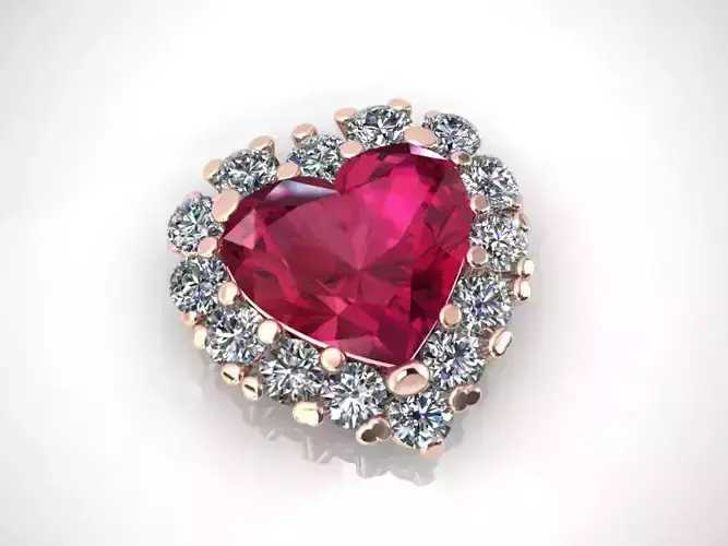 Heart stone Pendant 3D print model