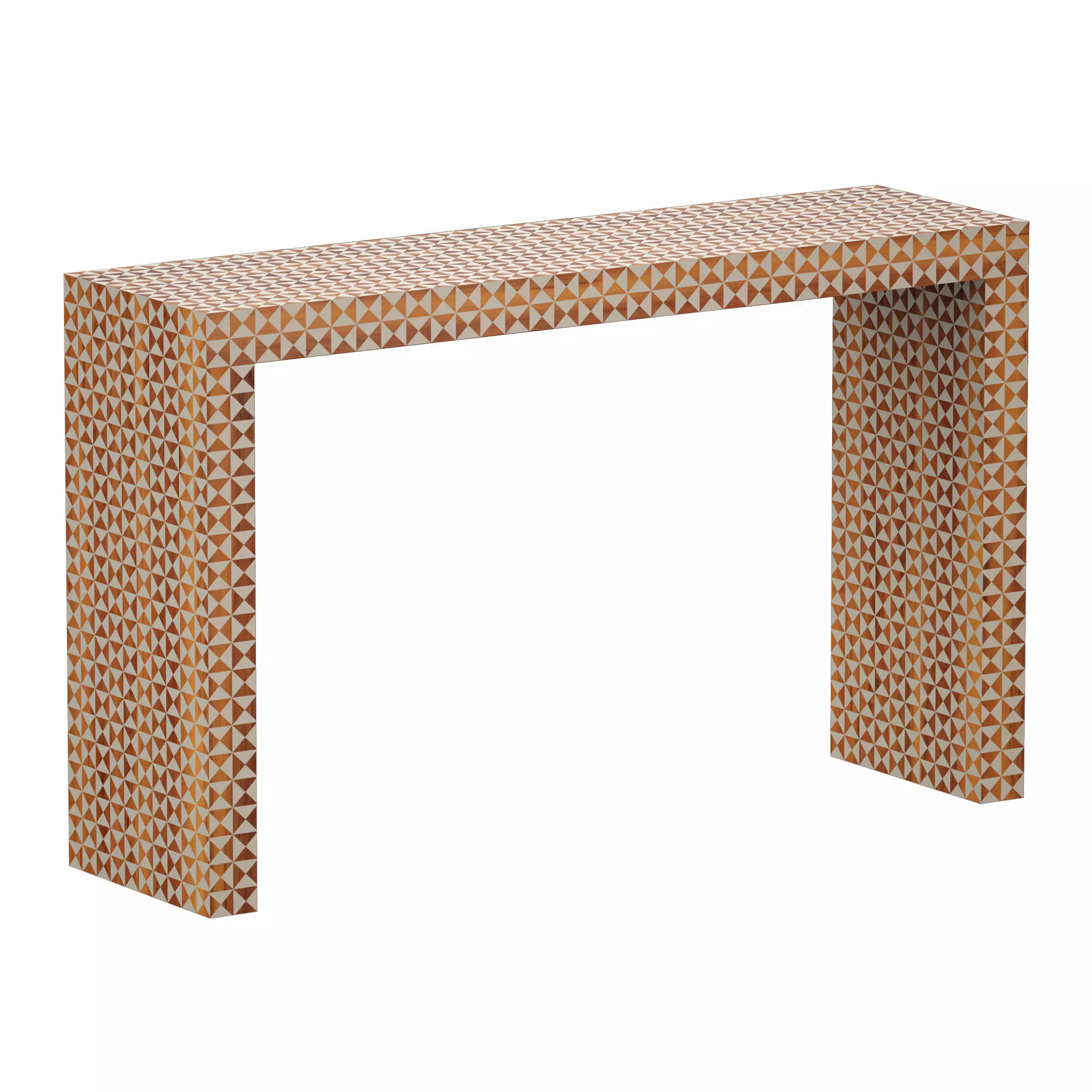 Intarsia Natural Console Table Crate and Barrel 3D model_0