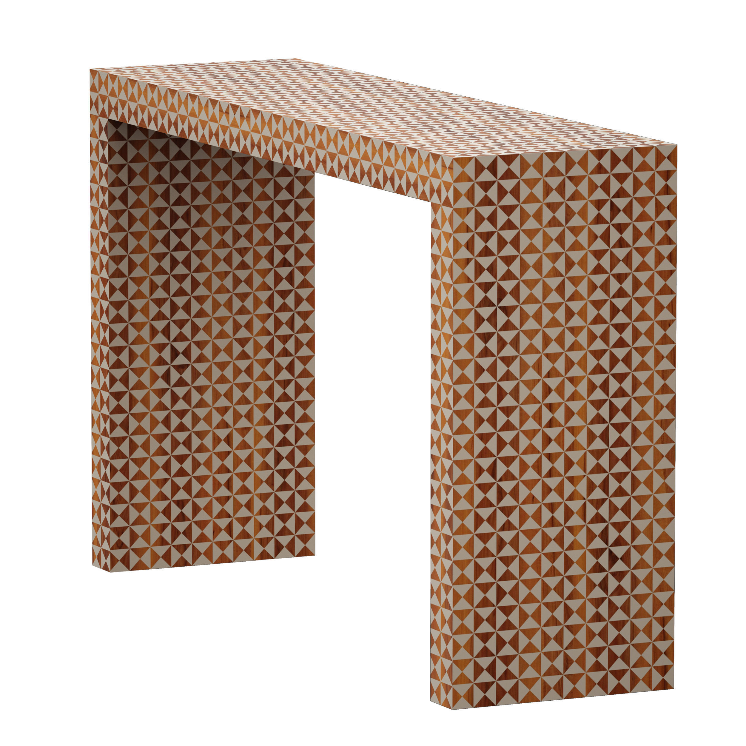 Intarsia Natural Console Table Crate and Barrel 3D model_7