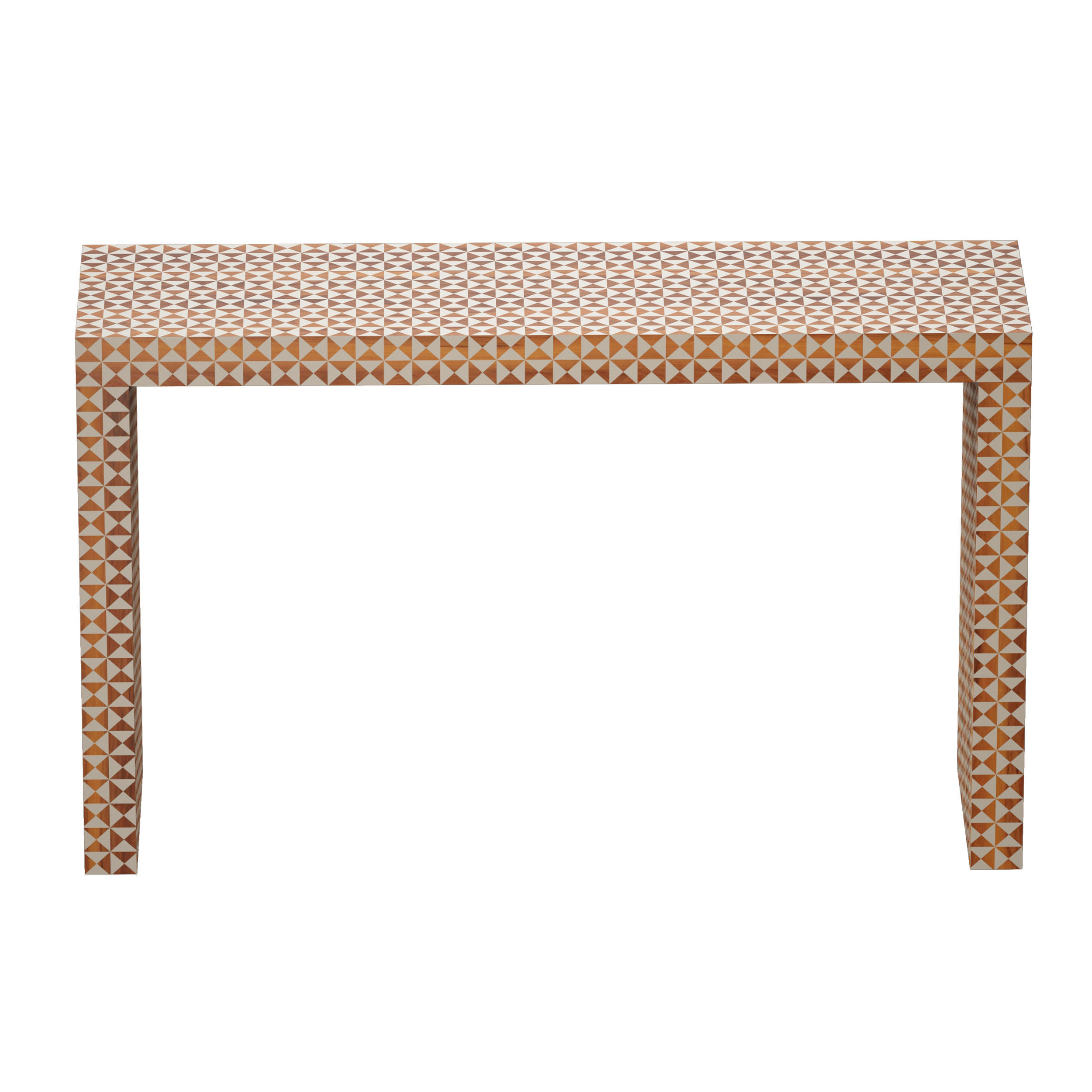 Intarsia Natural Console Table Crate and Barrel 3D model_4
