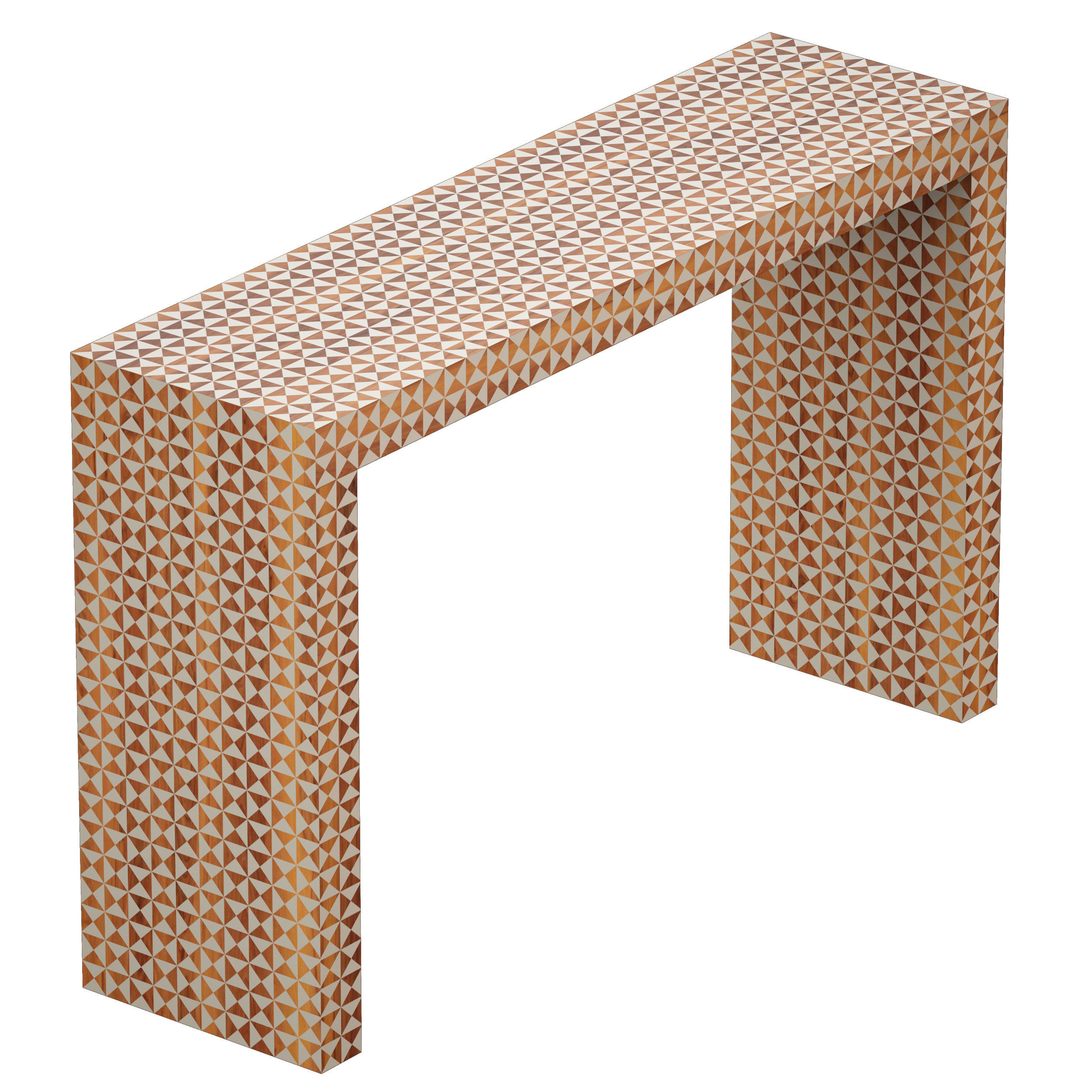 Intarsia Natural Console Table Crate and Barrel 3D model_3