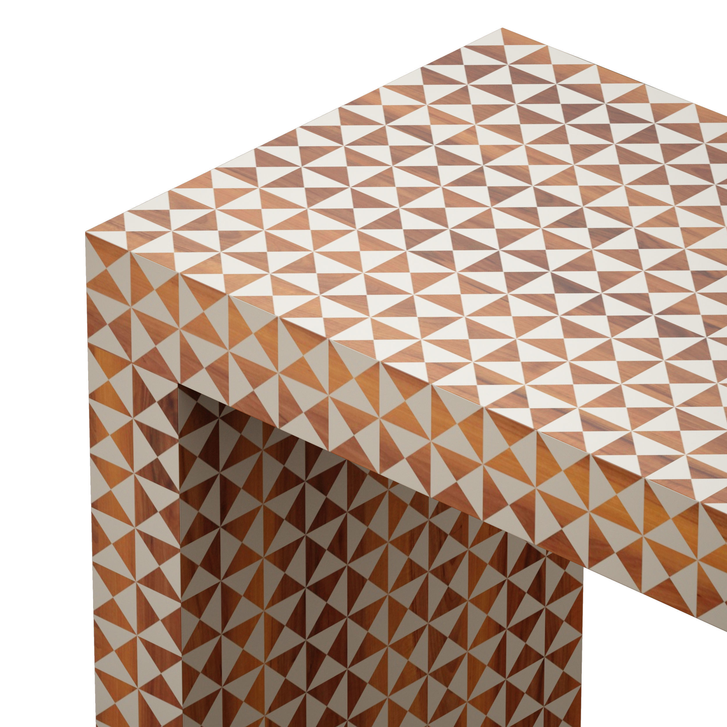 Intarsia Natural Console Table Crate and Barrel 3D model_8