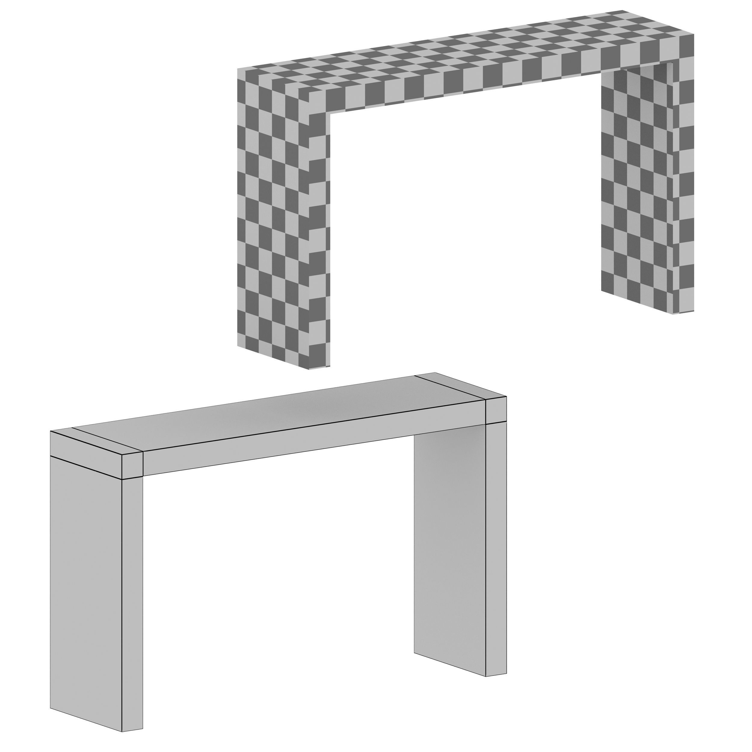 Intarsia Natural Console Table Crate and Barrel 3D model_10