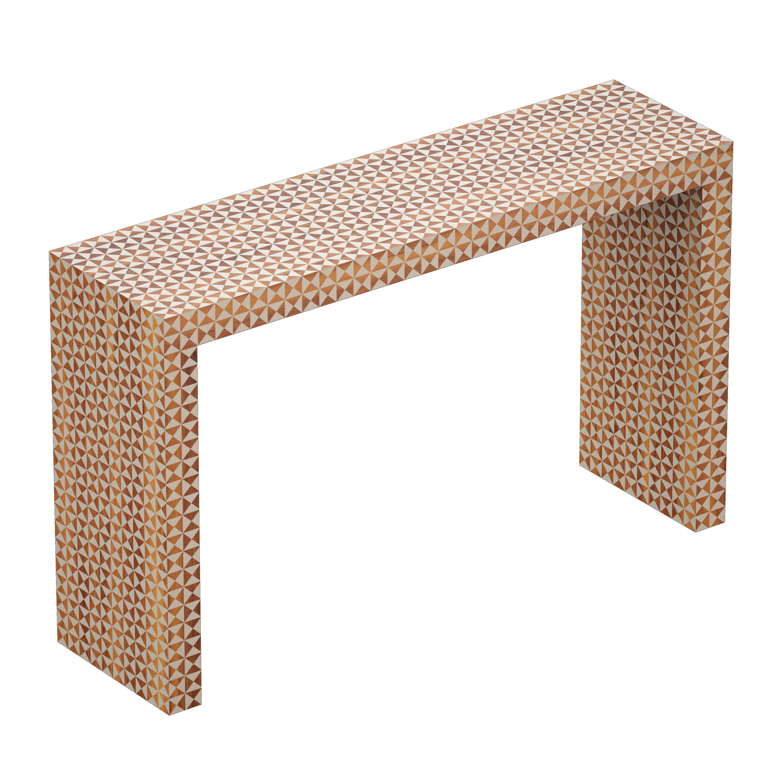 Intarsia Natural Console Table Crate and Barrel 3D model_1