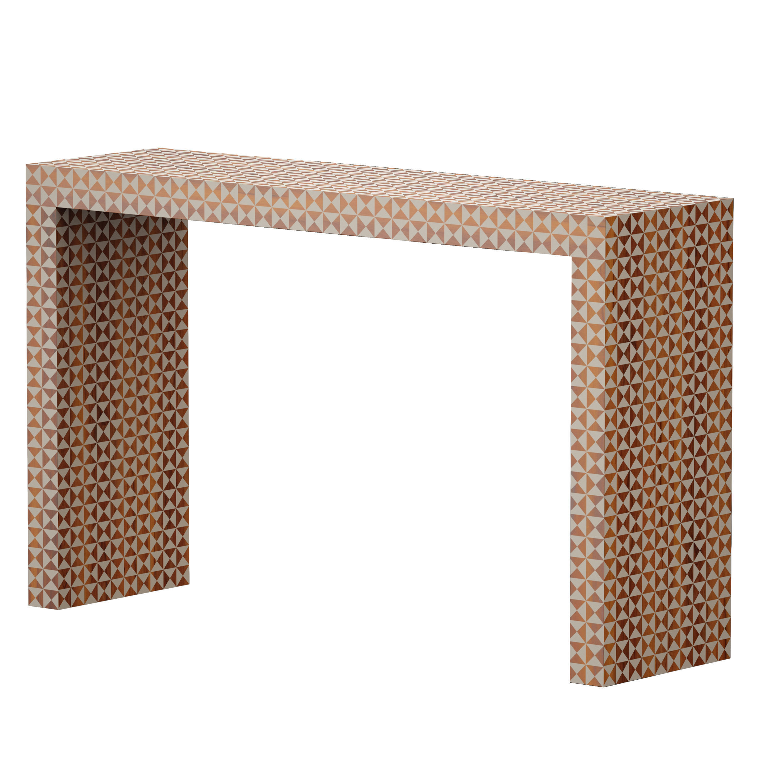 Intarsia Natural Console Table Crate and Barrel 3D model_6