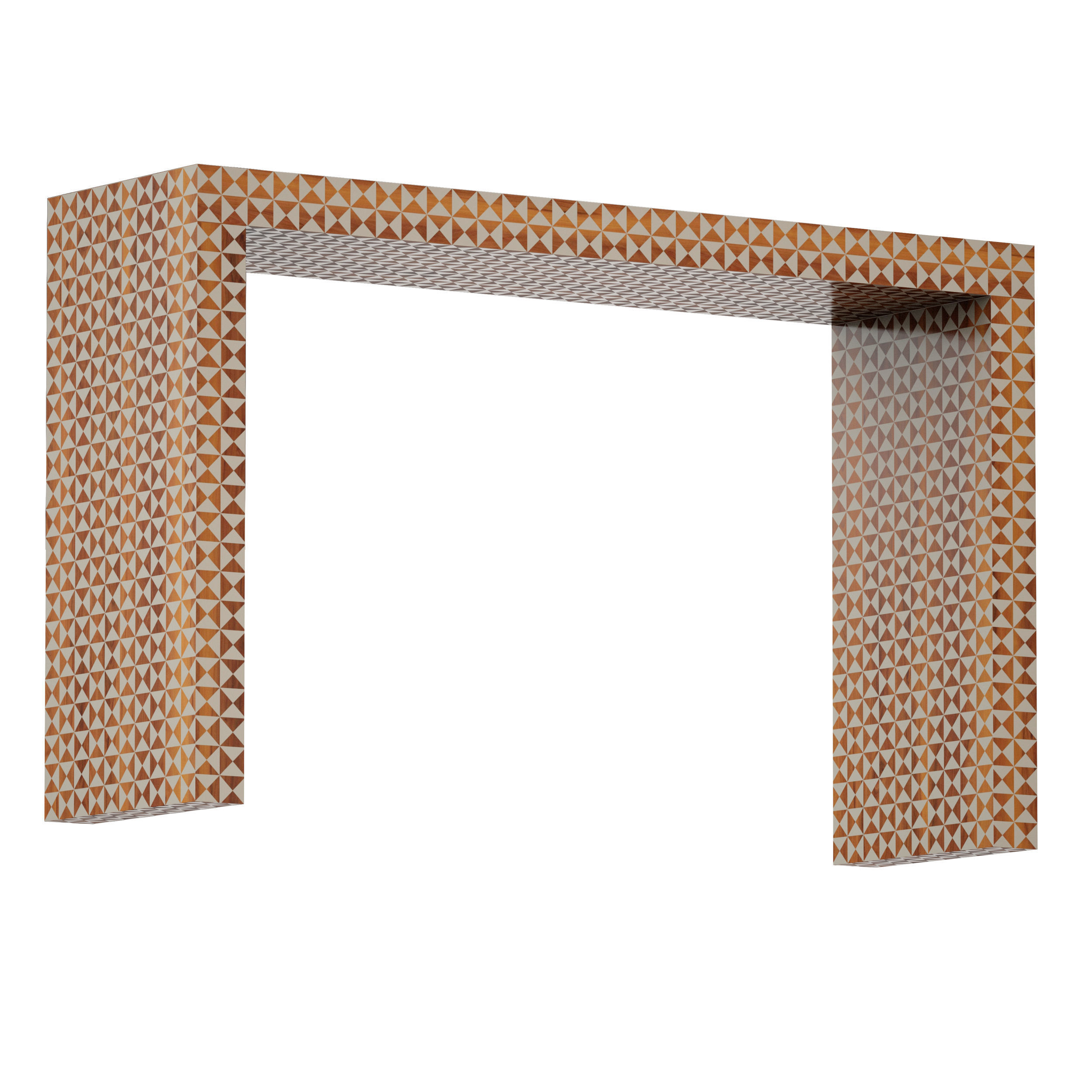 Intarsia Natural Console Table Crate and Barrel 3D model_2