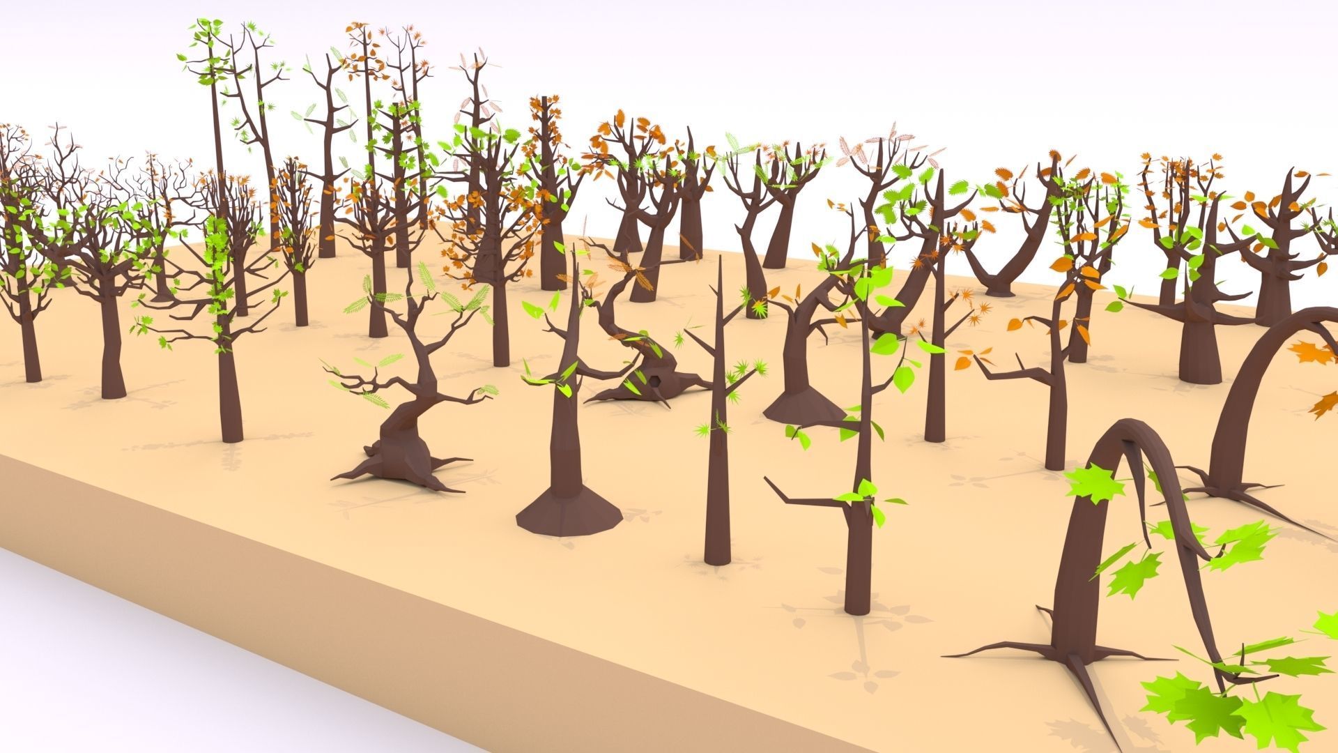 Trees Pack - 02 Low-poly 3D model_1