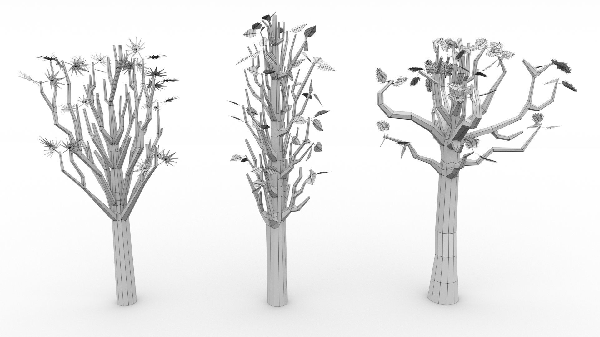 Trees Pack - 02 Low-poly 3D model_13