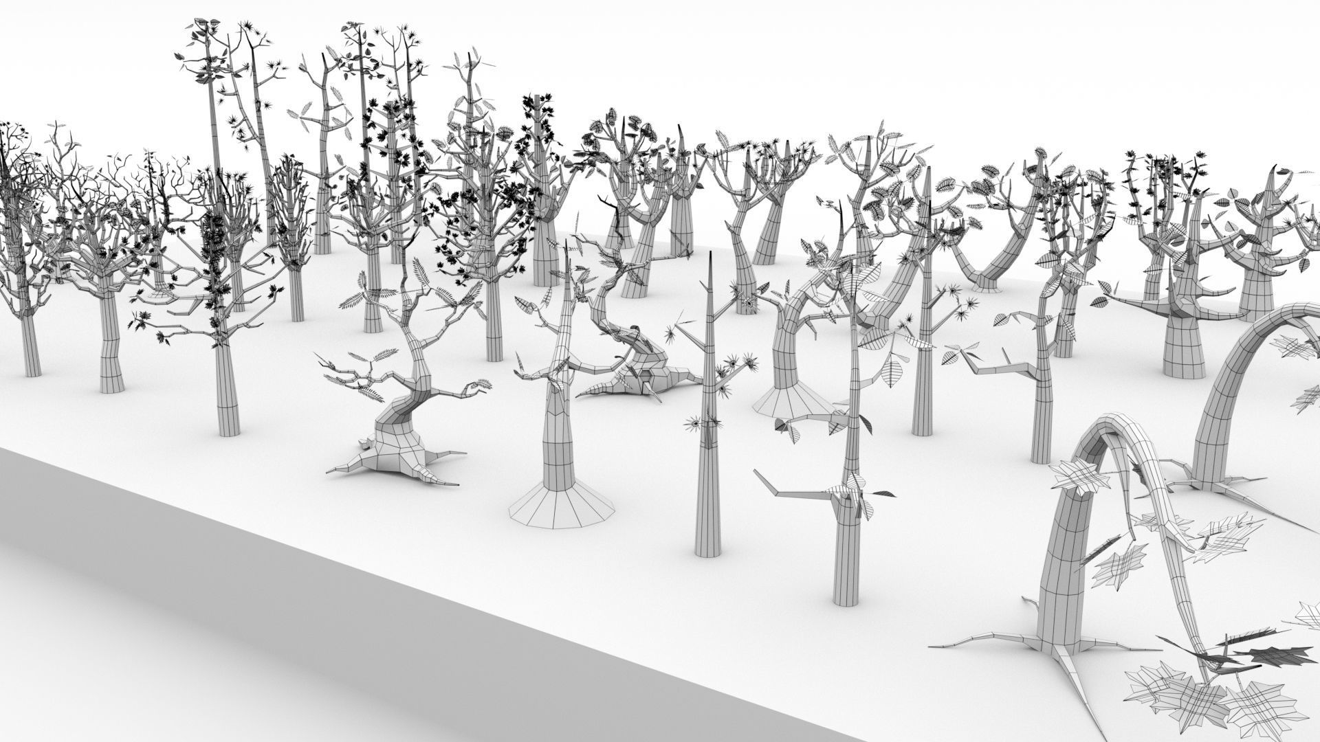 Trees Pack - 02 Low-poly 3D model_2
