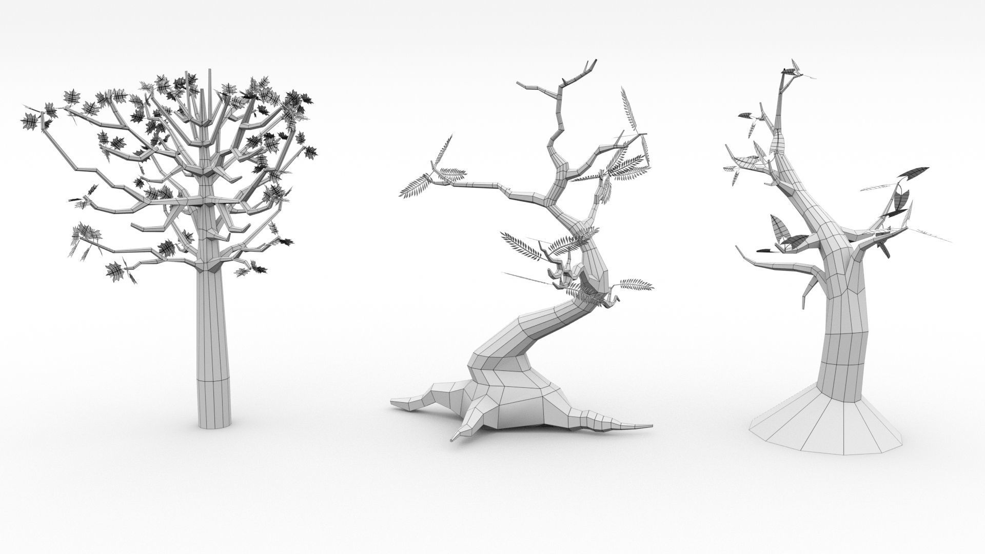 Trees Pack - 02 Low-poly 3D model_14