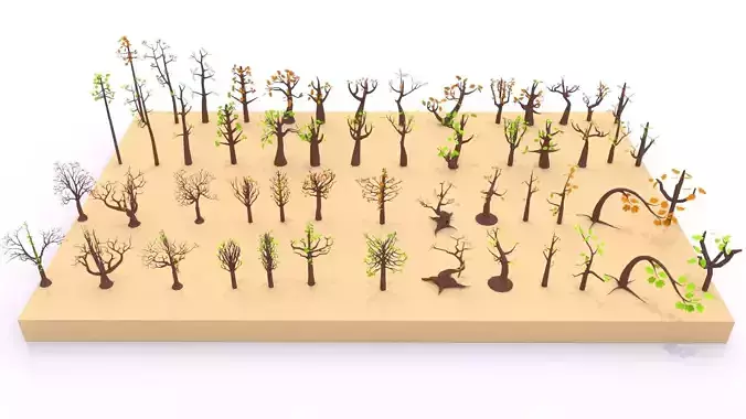 Trees Pack - 02 Low-poly 3D model
