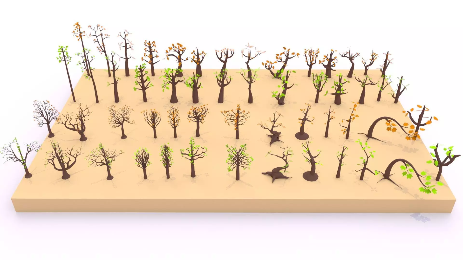 Trees Pack - 02 Low-poly 3D model_0
