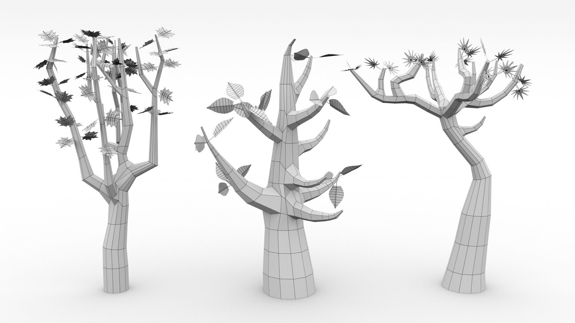 Trees Pack - 02 Low-poly 3D model_17