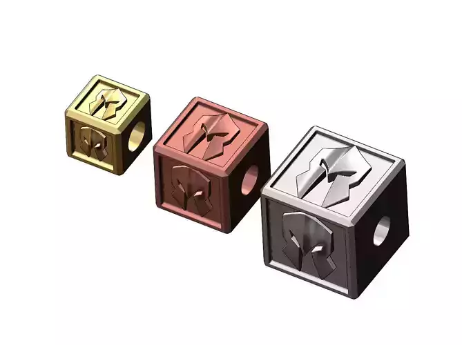 Spartan helmet cube bead and pendant