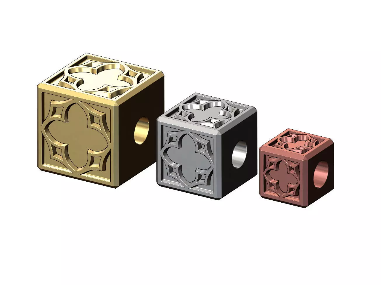 Gothic ornament cube charm and pendant 3D print model