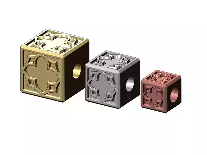 Gothic ornament cube charm and pendant