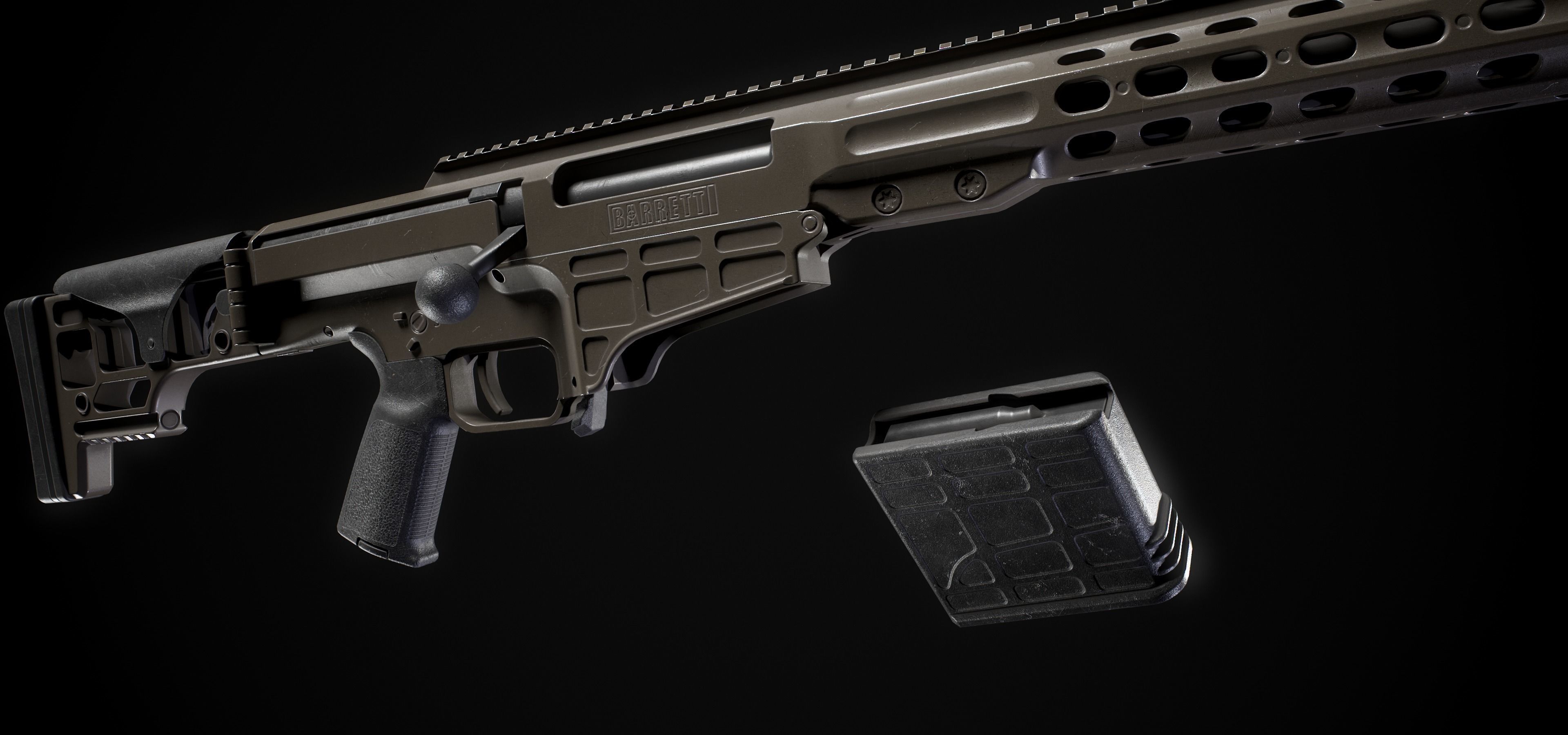 Barret Mrad Sniper Rifle - Model and Textures Low-poly 3D model_8