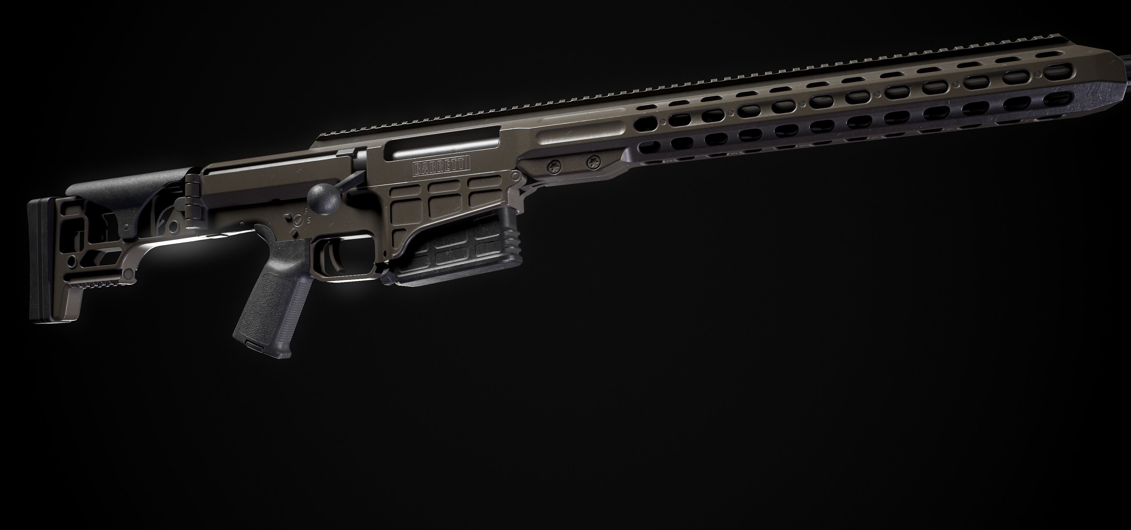 Barret Mrad Sniper Rifle - Model and Textures Low-poly 3D model_7