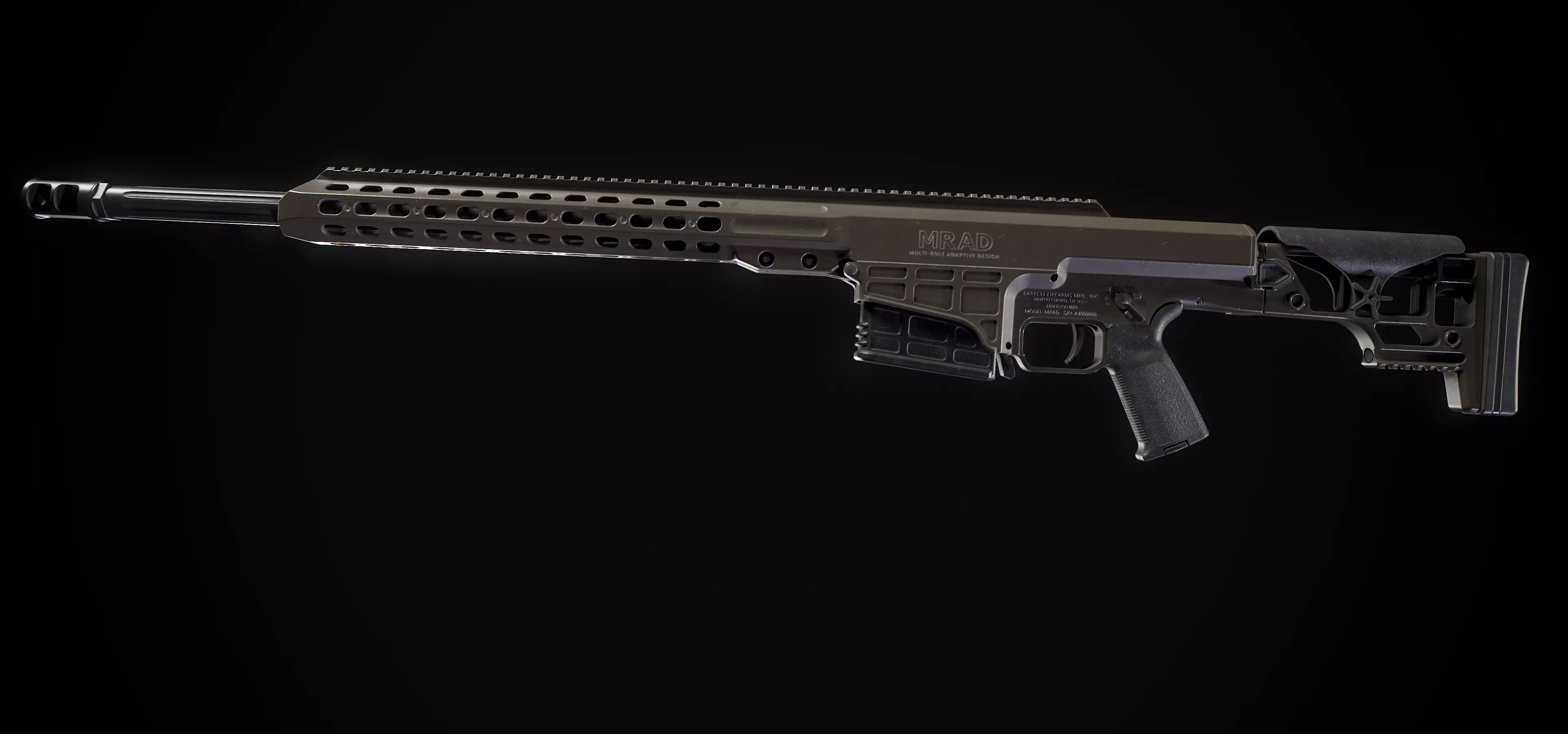 Barret Mrad Sniper Rifle - Model and Textures Low-poly 3D model_0