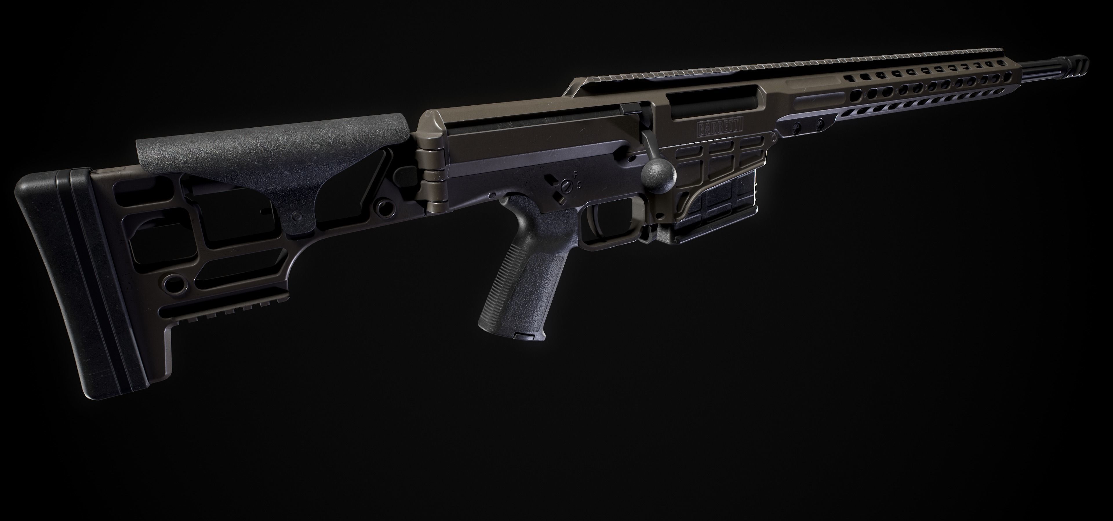 Barret Mrad Sniper Rifle - Model and Textures Low-poly 3D model_4