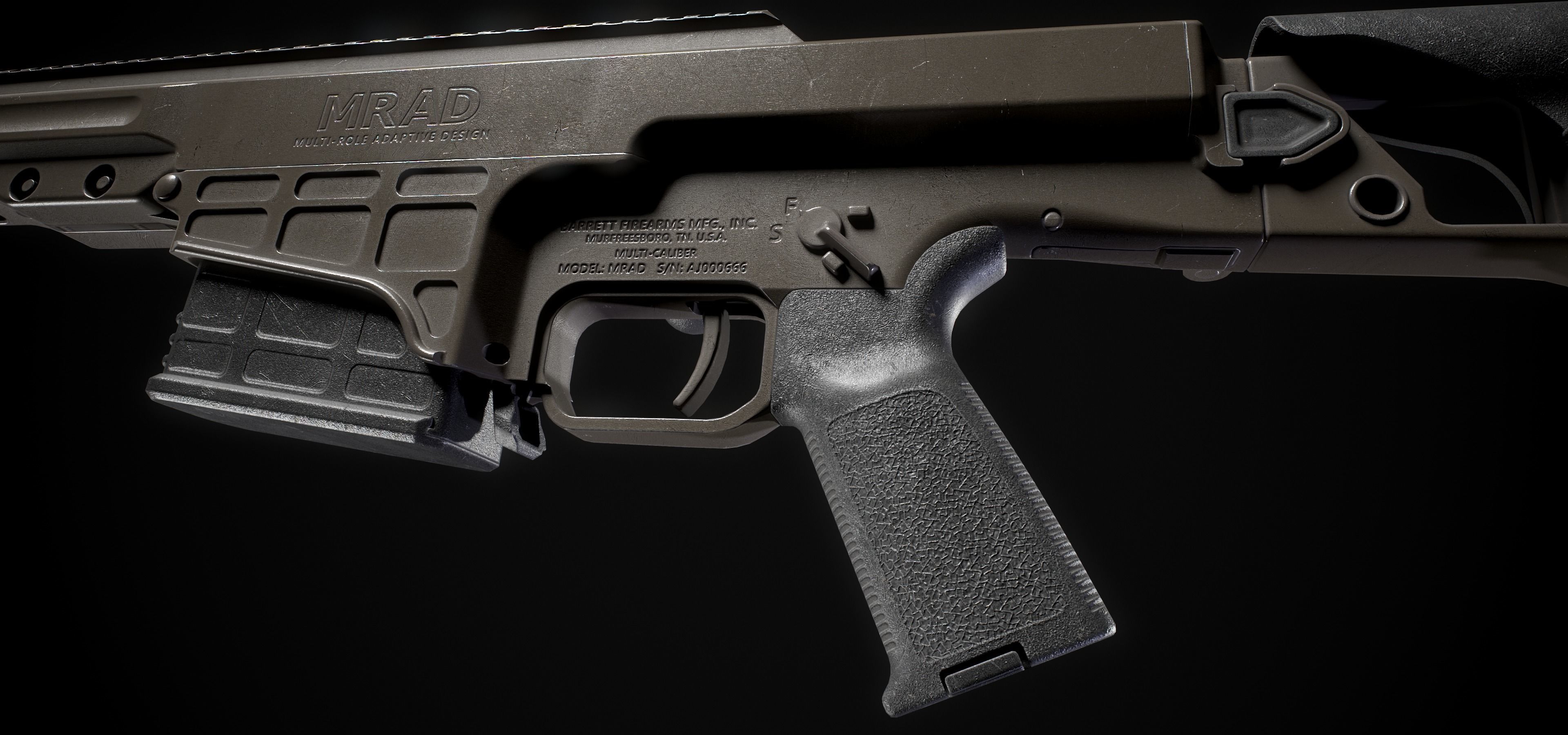 Barret Mrad Sniper Rifle - Model and Textures Low-poly 3D model_12