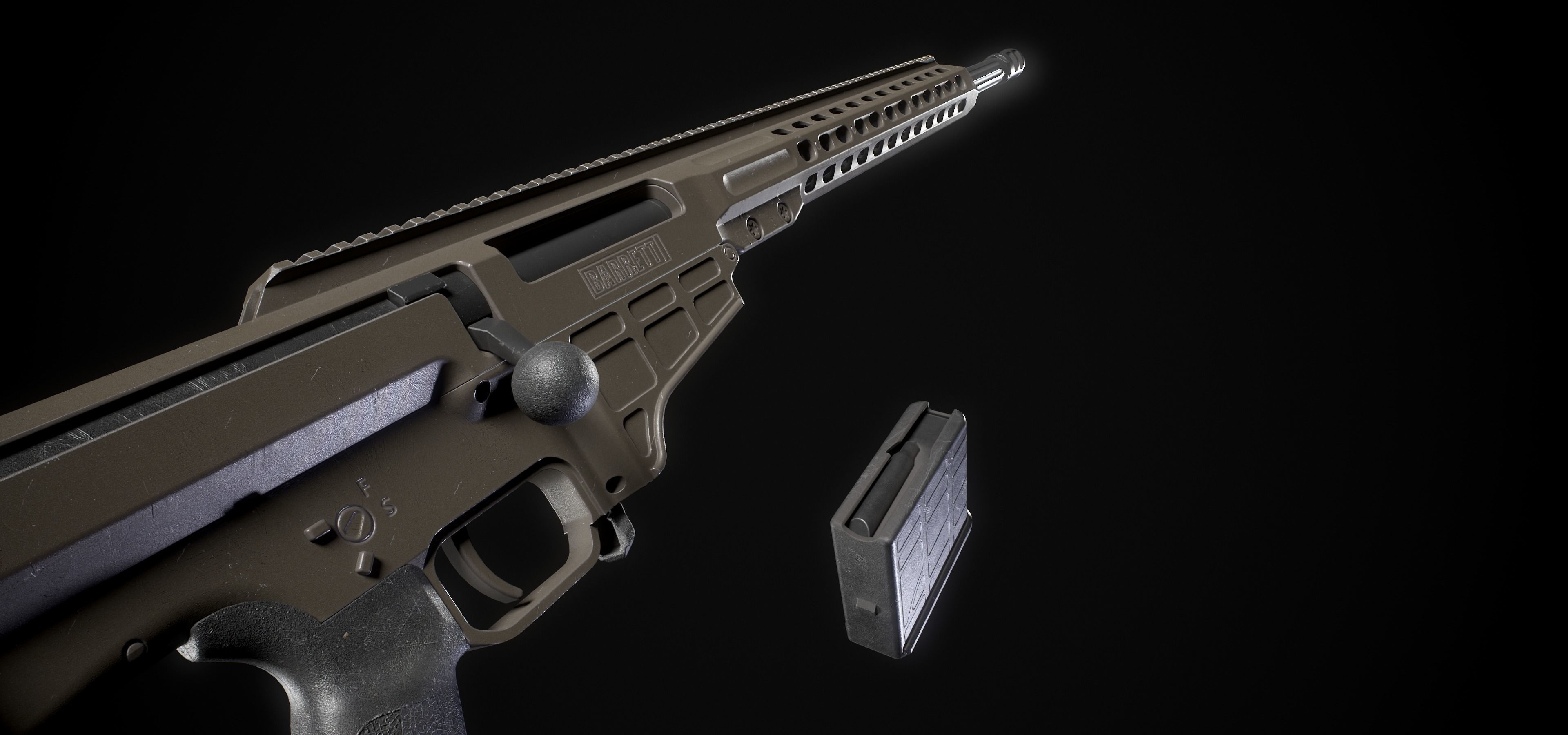 Barret Mrad Sniper Rifle - Model and Textures Low-poly 3D model_10