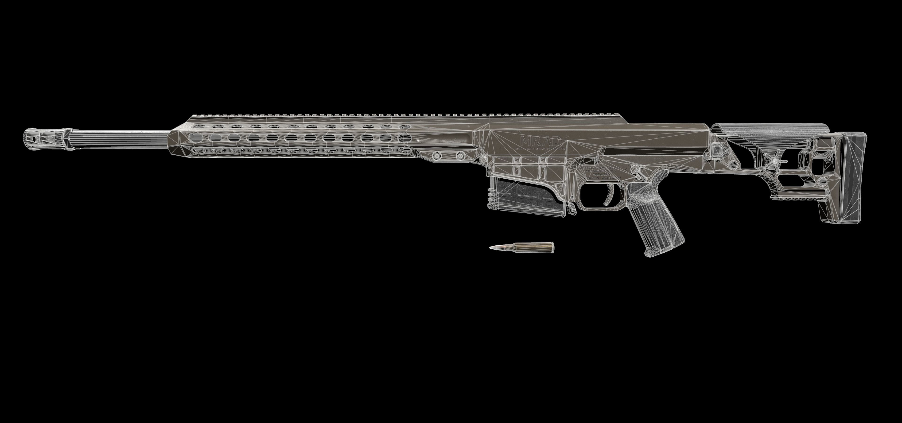 Barret Mrad Sniper Rifle - Model and Textures Low-poly 3D model_6