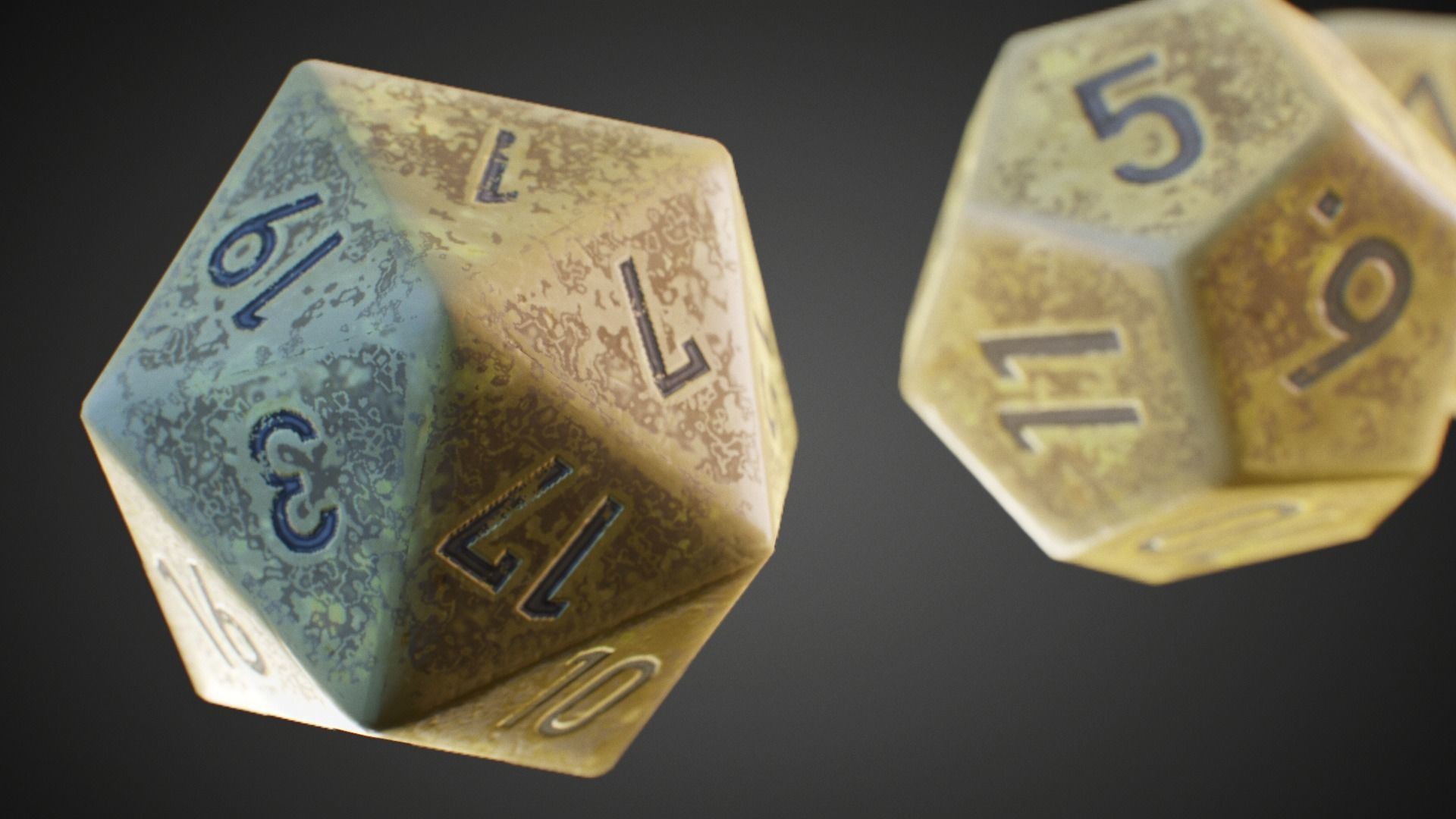 Role Playing Dice - RPG Dice Set - PBR - 3D VR  AR  game ready  Low-poly 3D model_13
