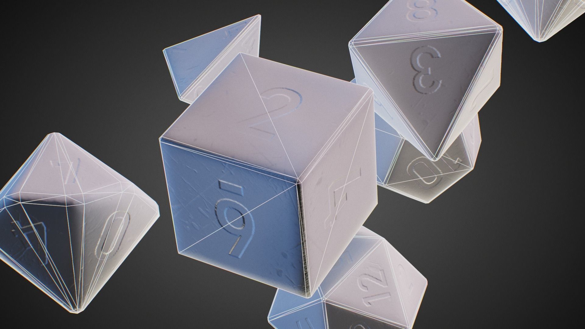 Role Playing Dice - RPG Dice Set - PBR - 3D VR  AR  game ready  Low-poly 3D model_12