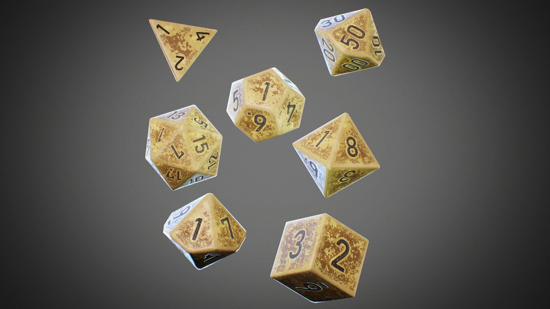 Role Playing Dice - RPG Dice Set - PBR - 3D VR  AR  game ready  Low-poly 3D model_3