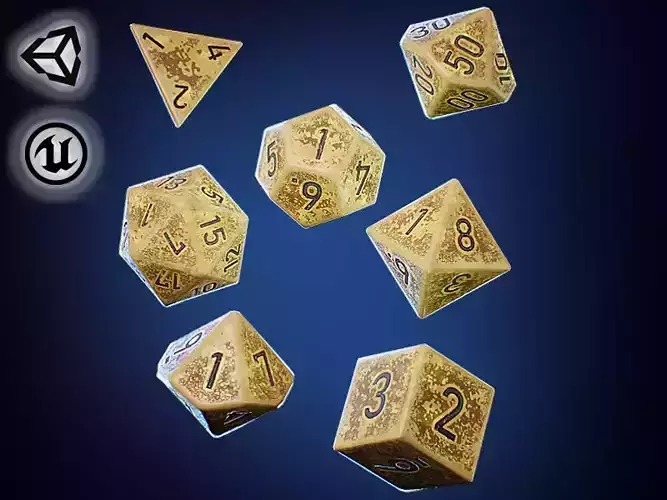 Role Playing Dice - RPG Dice Set - PBR - 3D VR  AR  game ready 