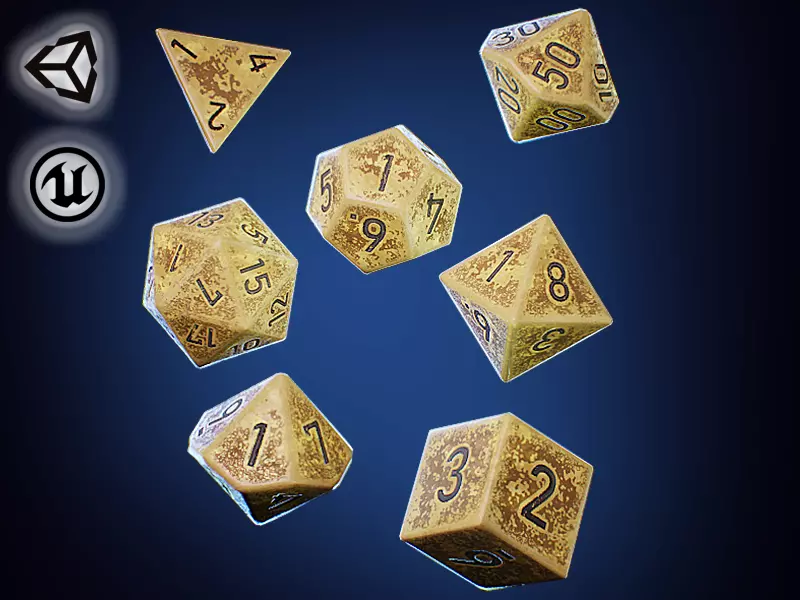Role Playing Dice - RPG Dice Set - PBR - 3D VR  AR  game ready  Low-poly 3D model_0