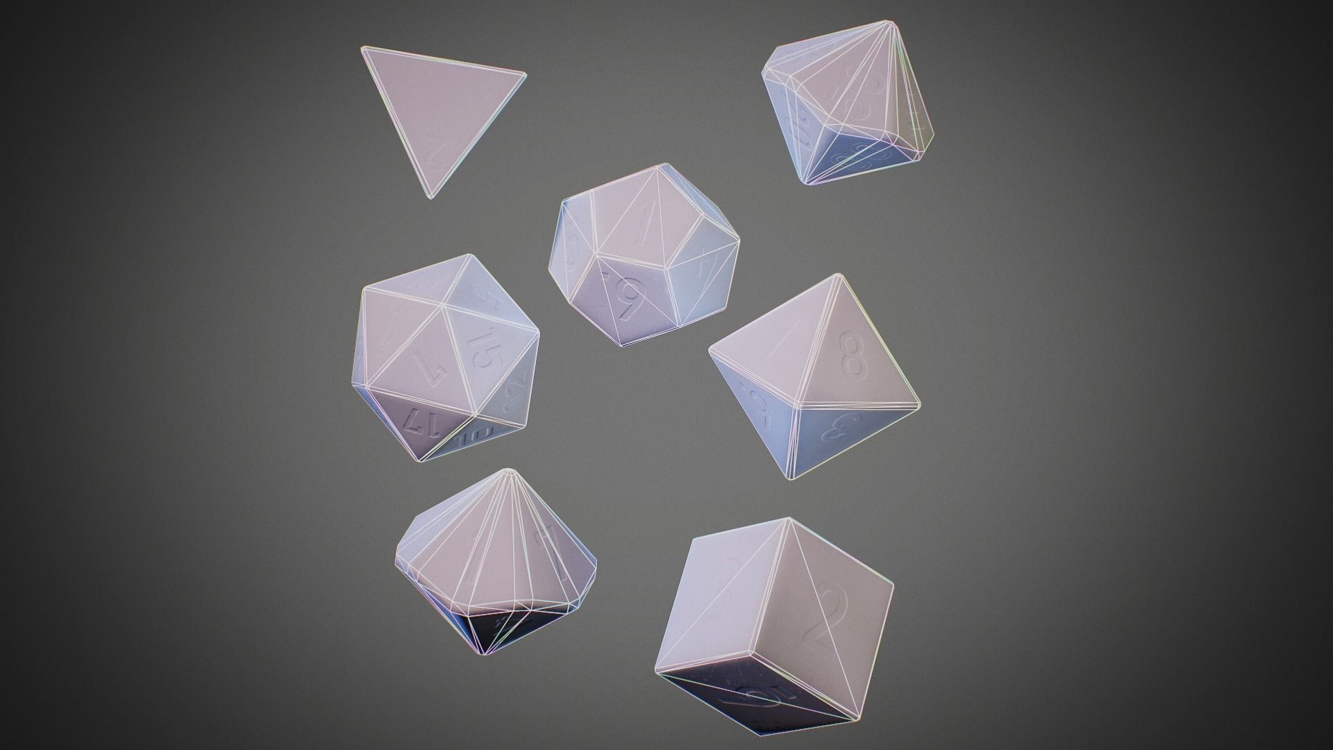 Role Playing Dice - RPG Dice Set - PBR - 3D VR  AR  game ready  Low-poly 3D model_4