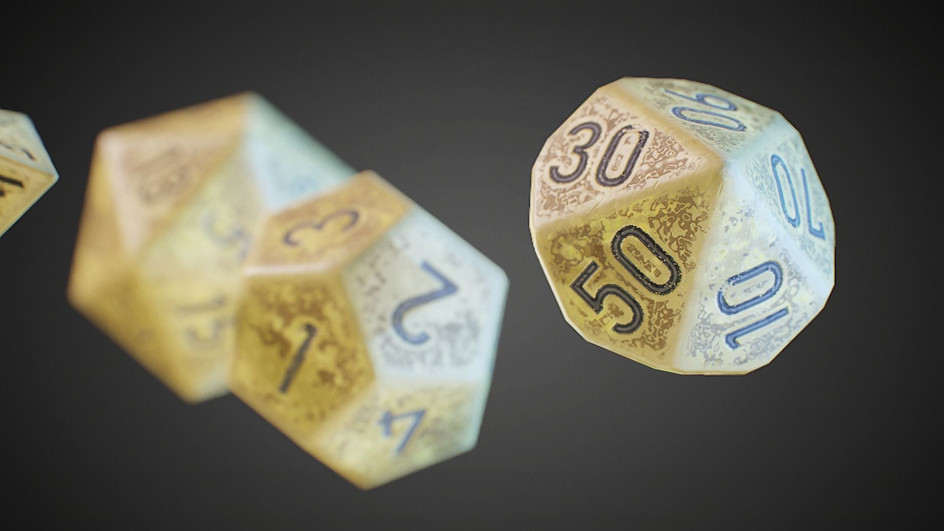 Role Playing Dice - RPG Dice Set - PBR - 3D VR  AR  game ready  Low-poly 3D model_16