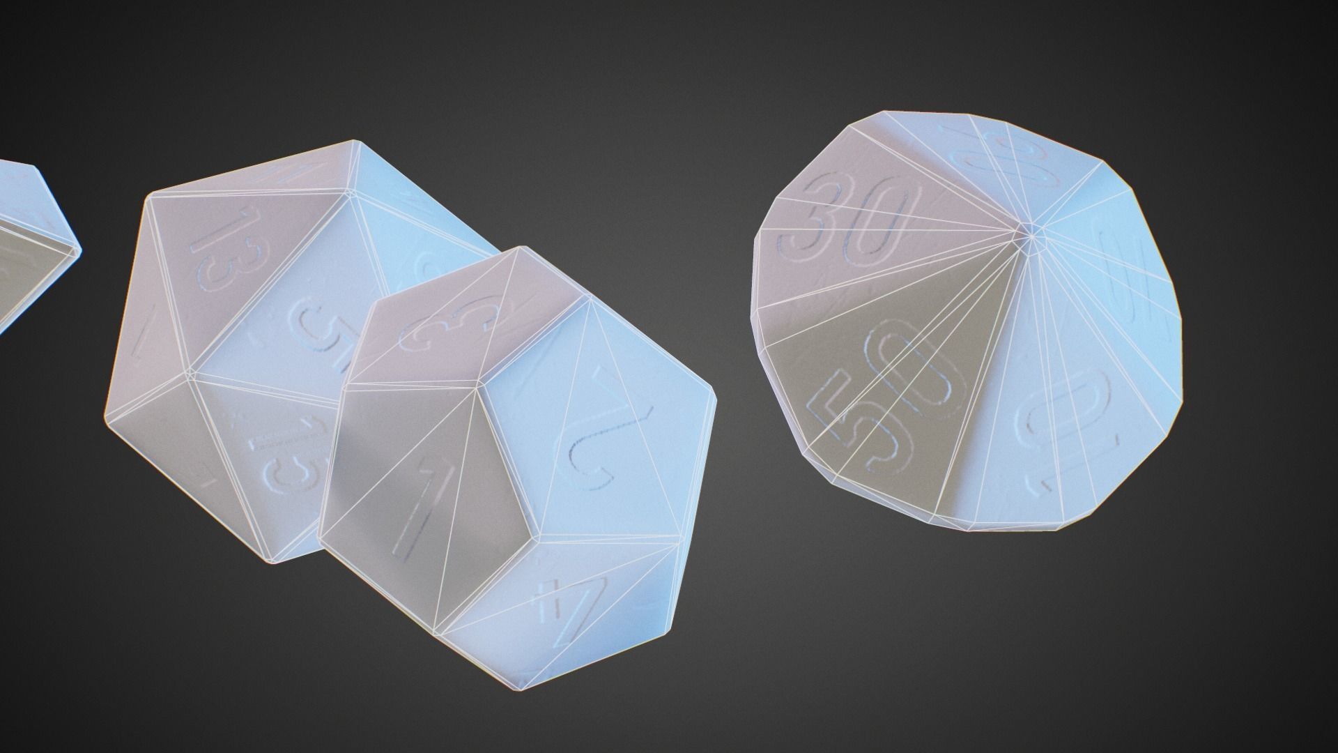 Role Playing Dice - RPG Dice Set - PBR - 3D VR  AR  game ready  Low-poly 3D model_17