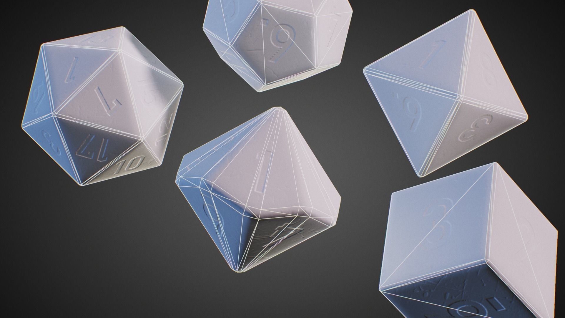 Role Playing Dice - RPG Dice Set - PBR - 3D VR  AR  game ready  Low-poly 3D model_10