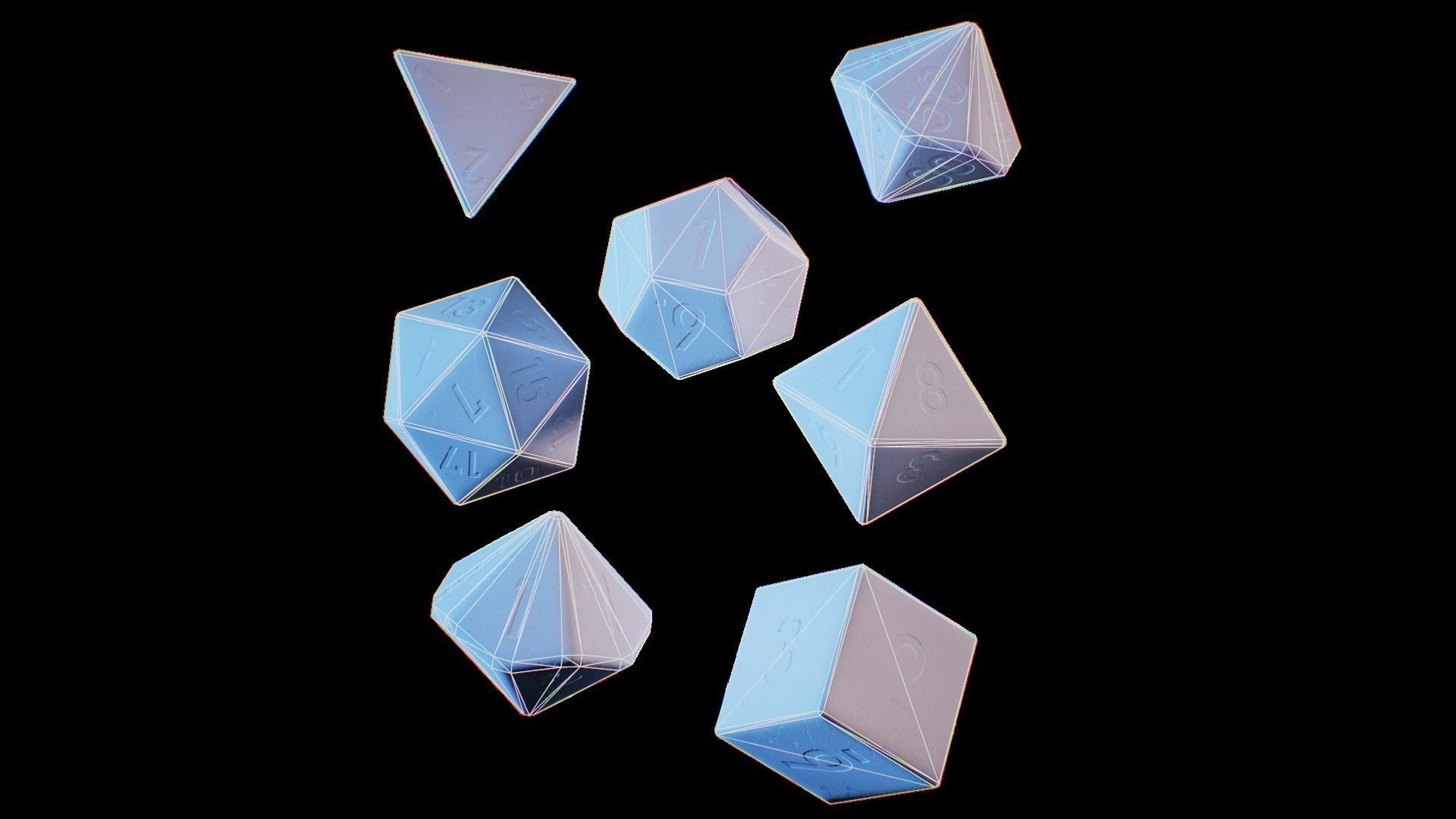 Role Playing Dice - RPG Dice Set - PBR - 3D VR  AR  game ready  Low-poly 3D model_21