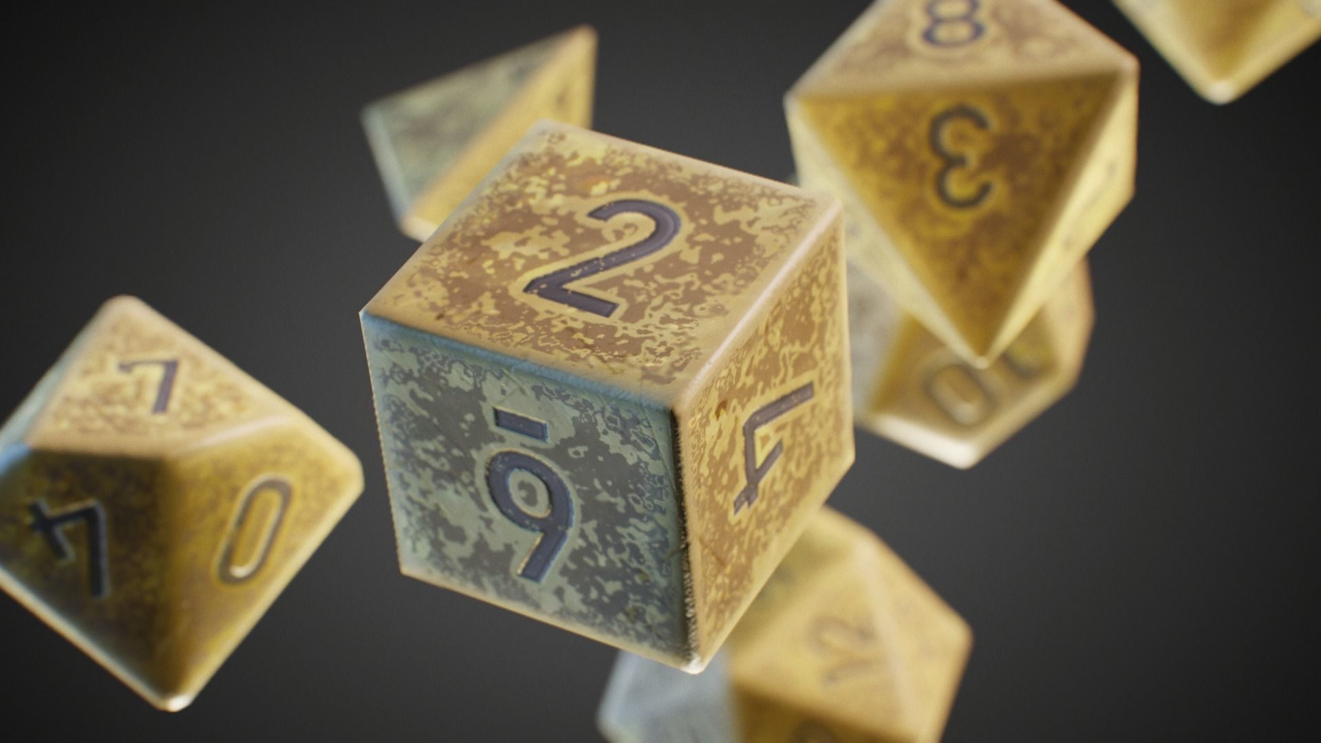 Role Playing Dice - RPG Dice Set - PBR - 3D VR  AR  game ready  Low-poly 3D model_11