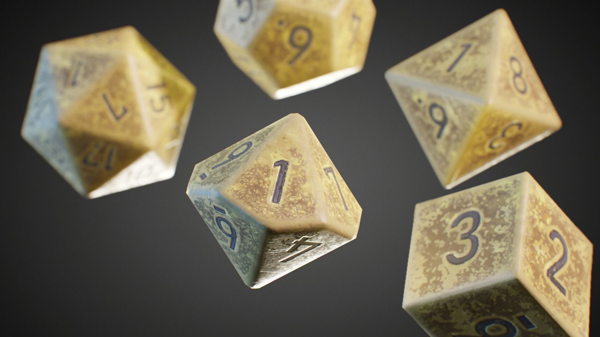 Role Playing Dice - RPG Dice Set - PBR - 3D VR  AR  game ready  Low-poly 3D model_9