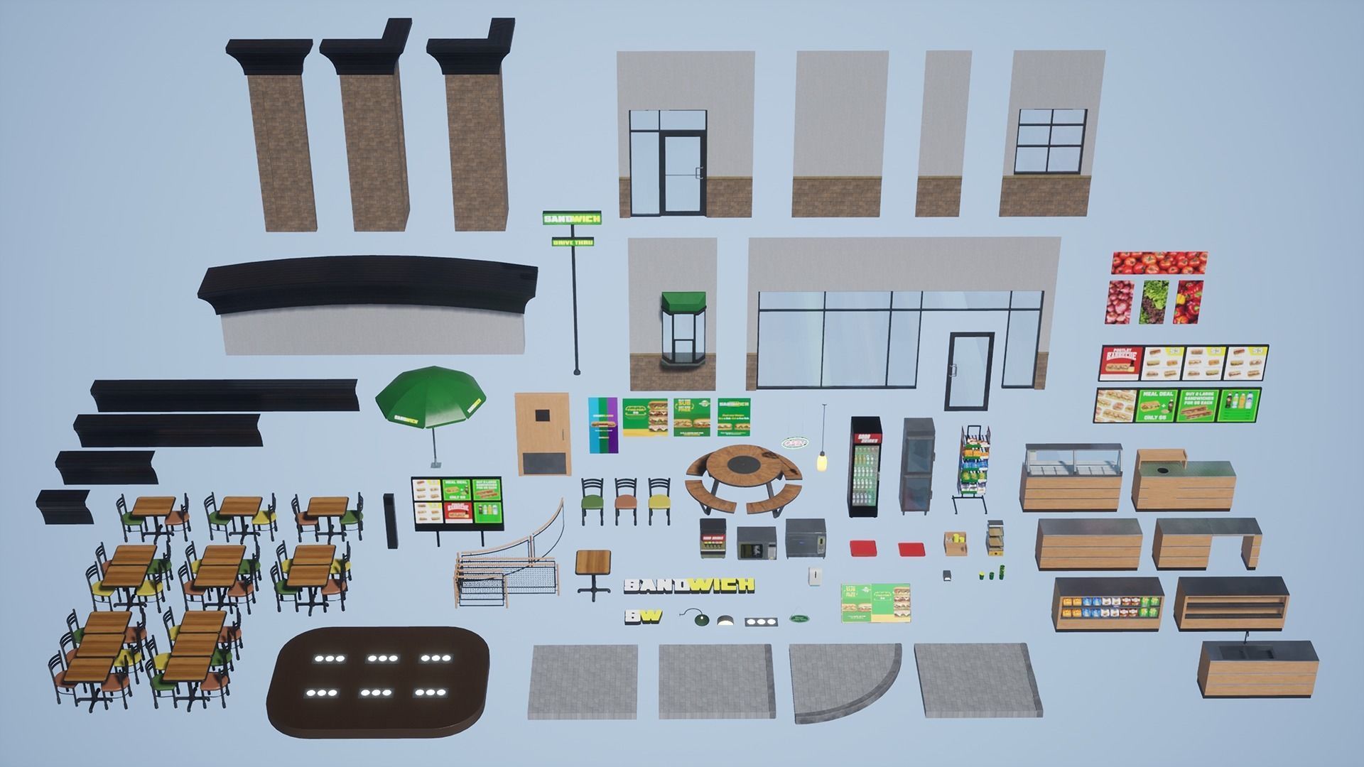 Fast Food Restaurant Chain - Sandwich Low-poly 3D model_7