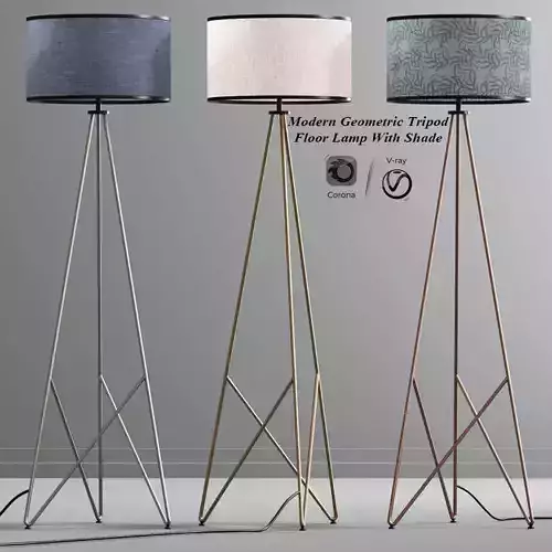 Modern Geometric Tripod Floor Lamp With Shade