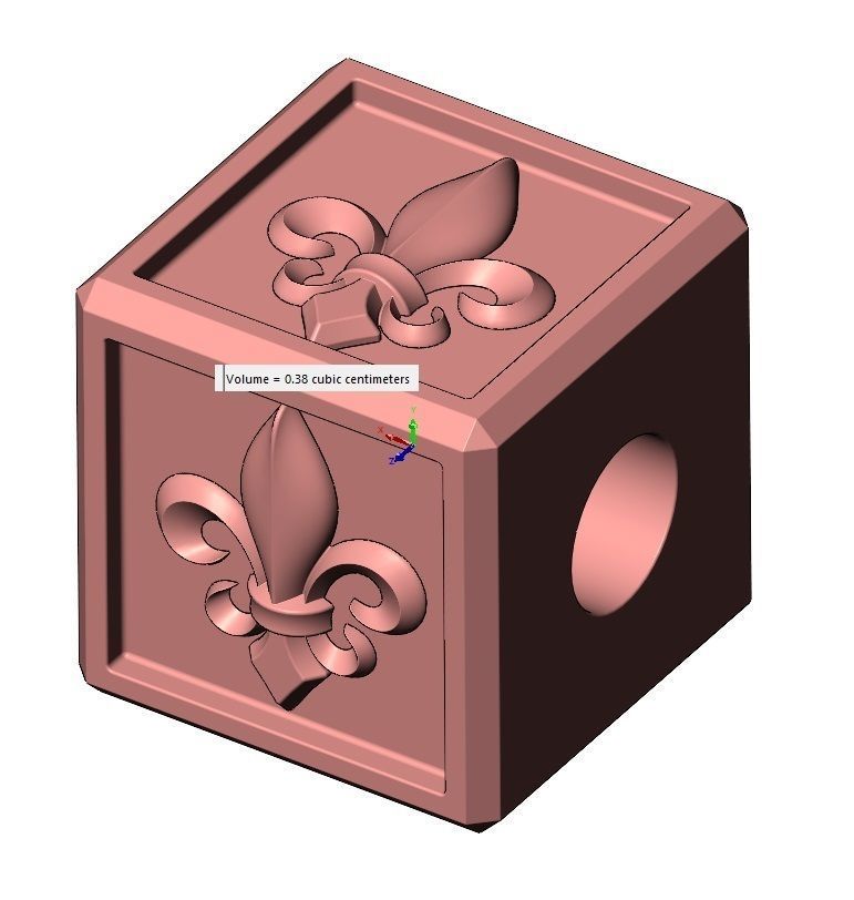 Heraldic lily cube charm and pendant 3D print model_11