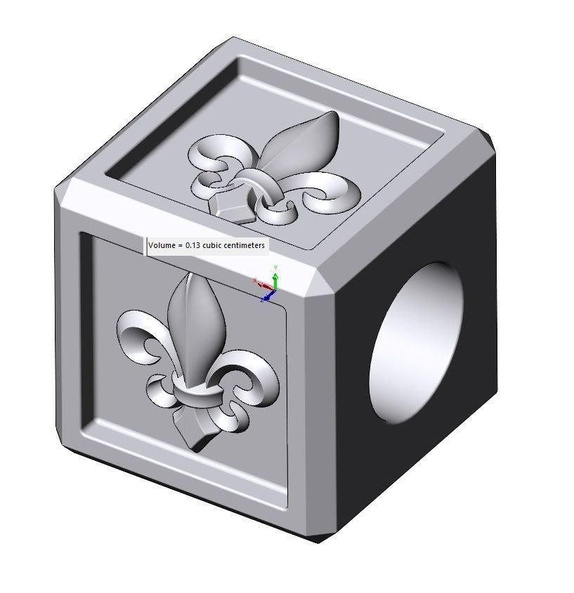 Heraldic lily cube charm and pendant 3D print model_10