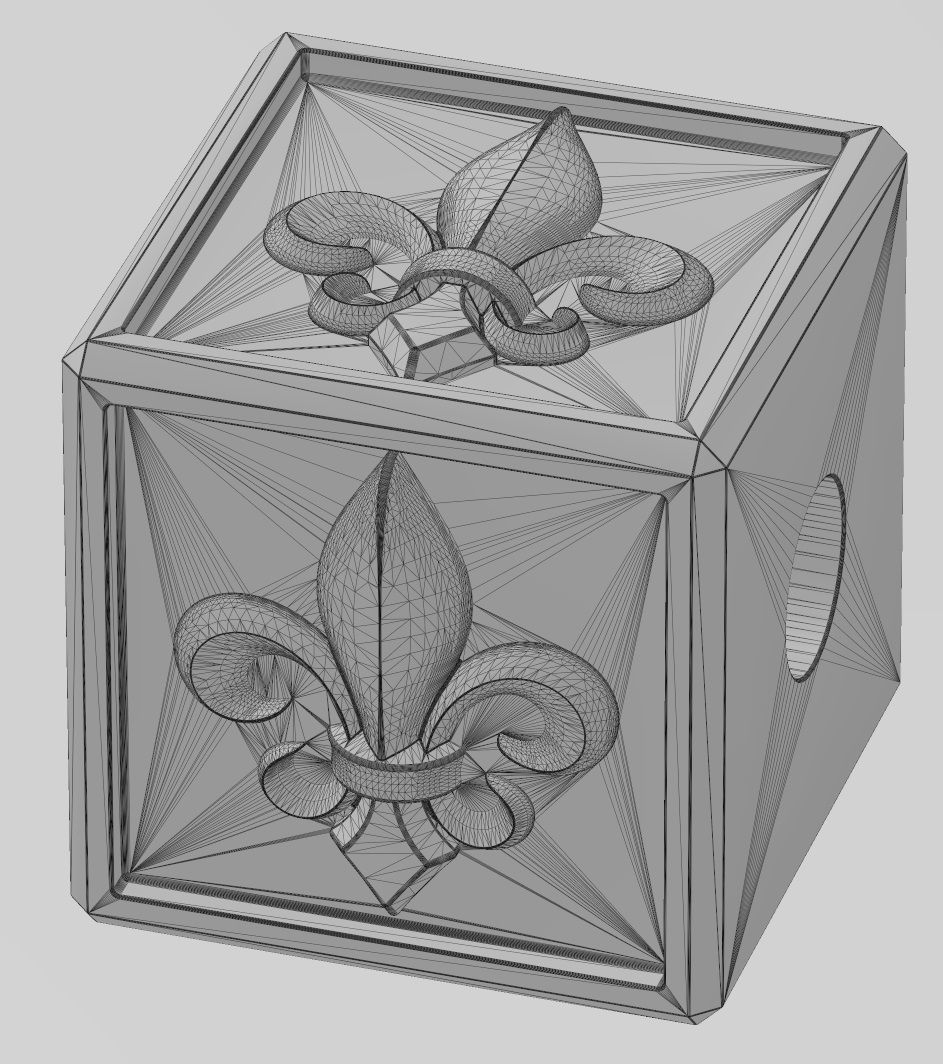 Heraldic lily cube charm and pendant 3D print model_14