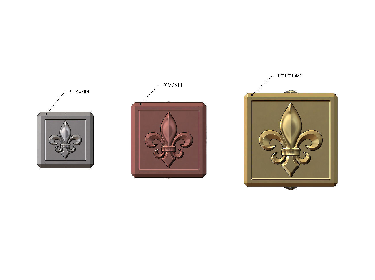 Heraldic lily cube charm and pendant 3D print model_4
