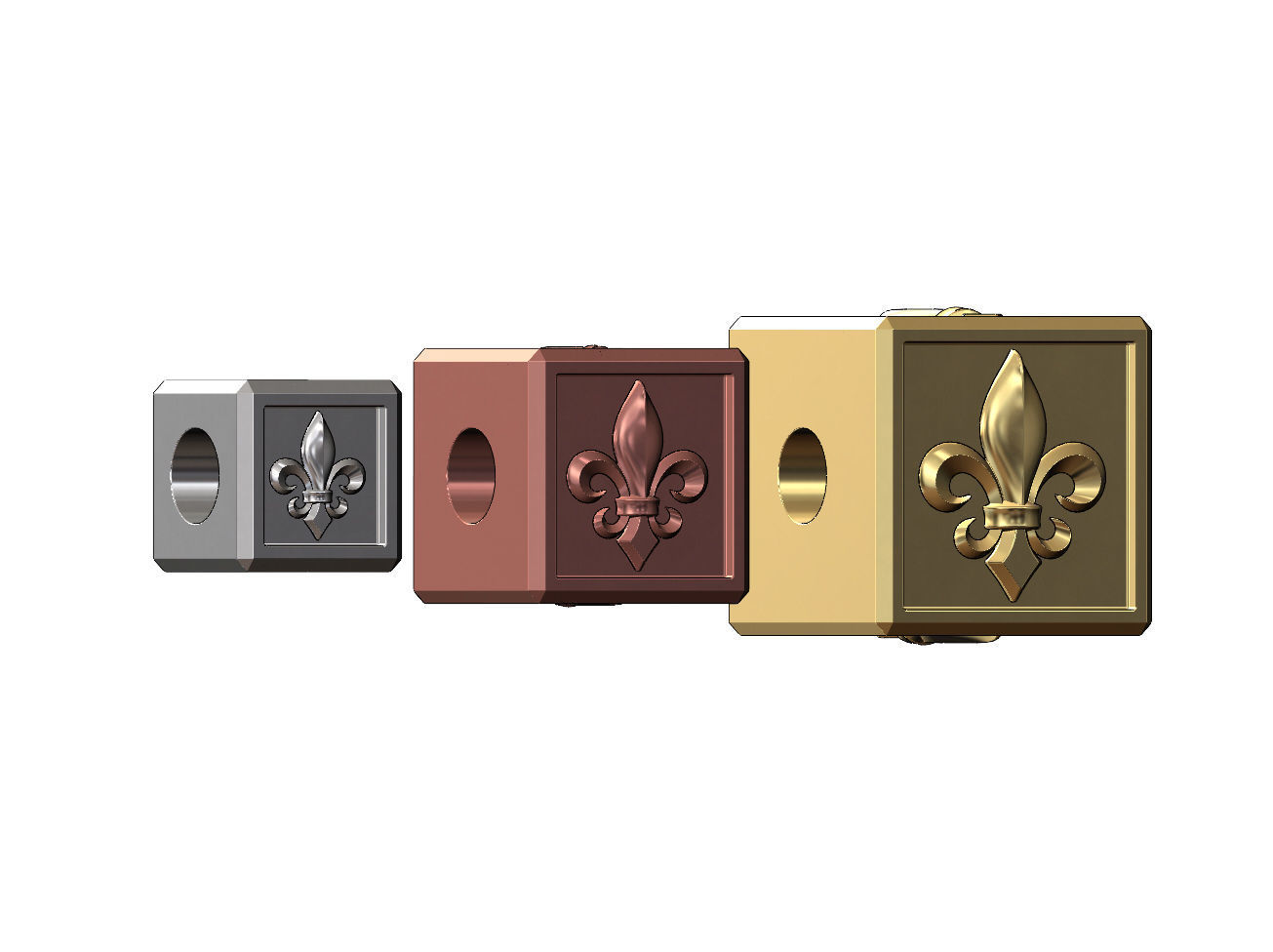 Heraldic lily cube charm and pendant 3D print model_2