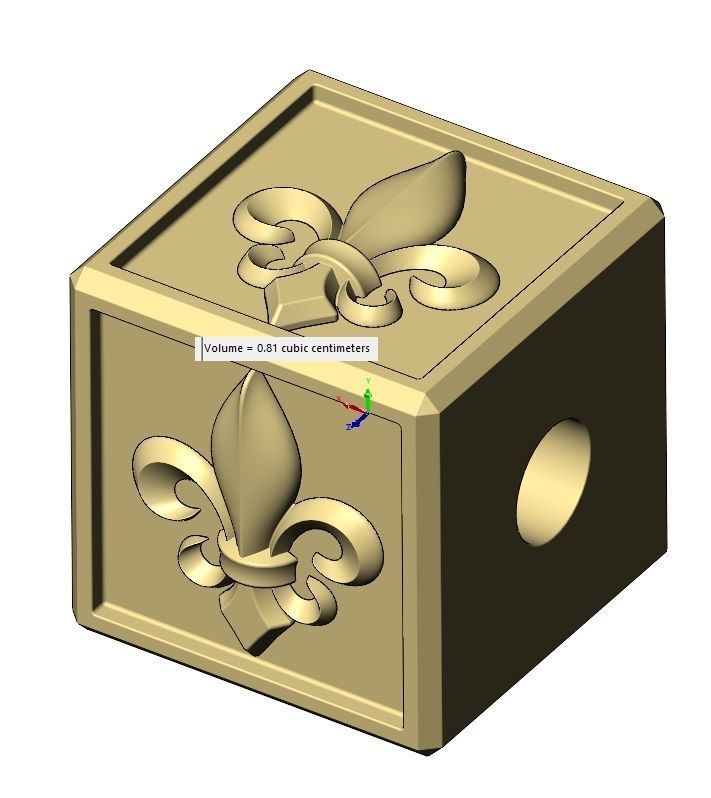 Heraldic lily cube charm and pendant 3D print model_12