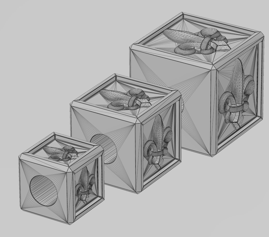 Heraldic lily cube charm and pendant 3D print model_15